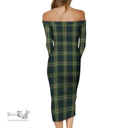 Todd Tartan Off Shoulder Lady Dress Tartan Plaid Long Dress - ScotsTee Shop