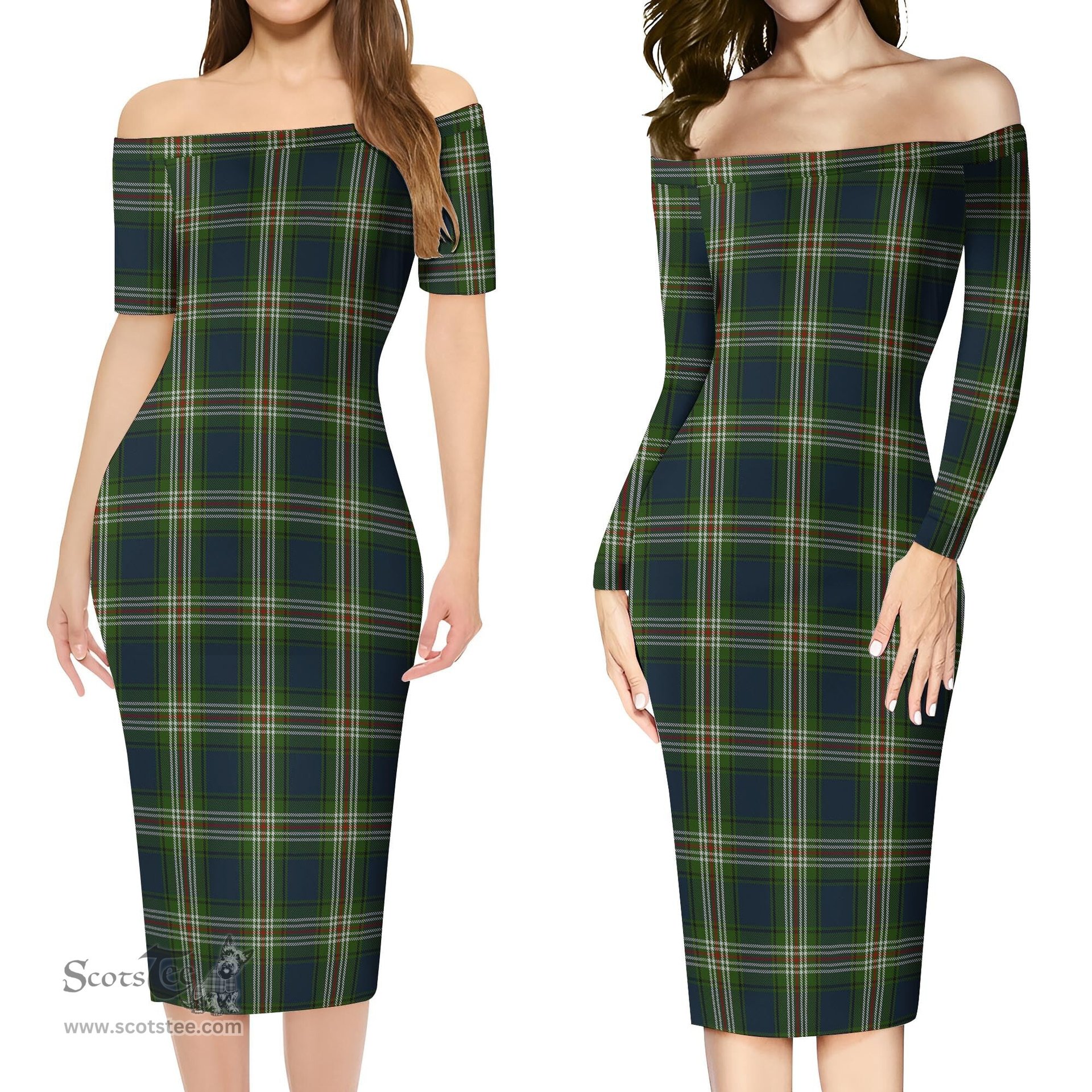 Todd Tartan Off Shoulder Lady Dress Tartan Plaid Long Dress - ScotsTee Shop