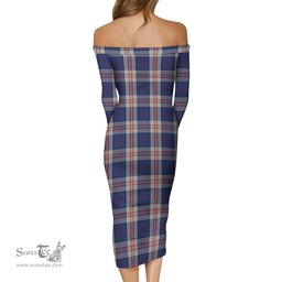 Stewart of Appin Hunting Dress Tartan Off Shoulder Lady Dress Tartan Plaid Long Dress - ScotsTee Shop
