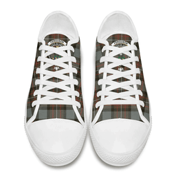 Scottish Fergusson Weathered Clan Tartan Low Top Shoes - Crest Classic Scottish Plaid Tartan Plaid