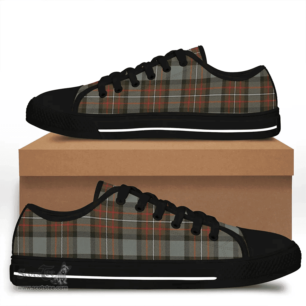 Scottish Fergusson Weathered Clan Tartan Low Top Shoes - Crest Classic Scottish Plaid Tartan Plaid