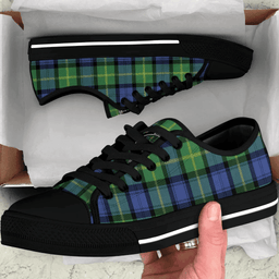 Scottish Gordon Old Ancient Clan Tartan Low Top Shoes - Crest Classic Scottish Plaid Tartan Plaid