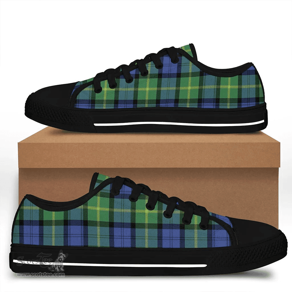Scottish Gordon Old Ancient Clan Tartan Low Top Shoes - Crest Classic Scottish Plaid Tartan Plaid