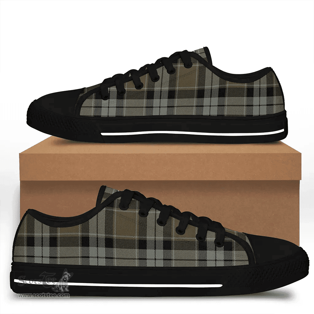 Scottish Graham of Menteith Weathered Clan Tartan Low Top Shoes - Crest Classic Scottish Plaid Tartan Plaid