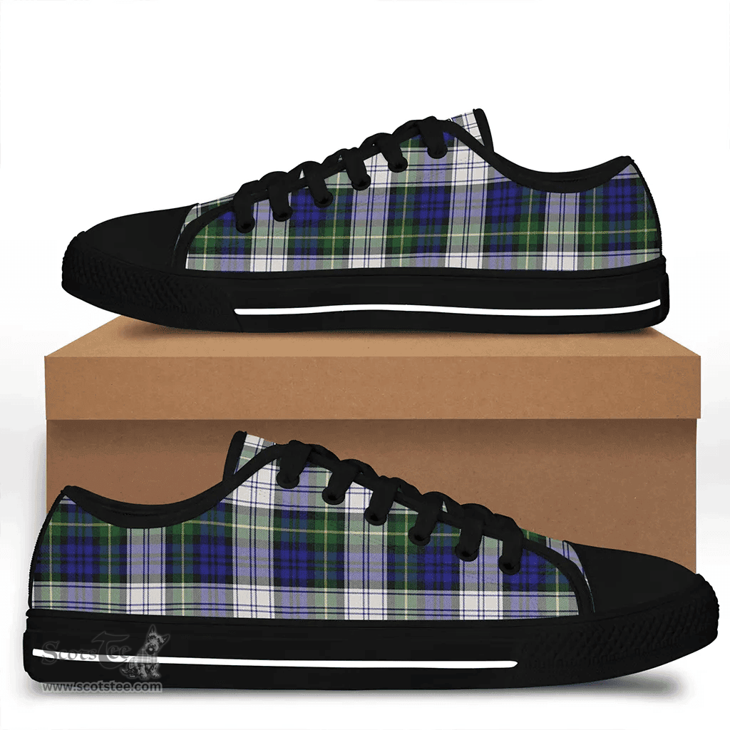 Scottish Gordon Dress Modern Clan Tartan Low Top Shoes - Crest Classic Scottish Plaid Tartan Plaid