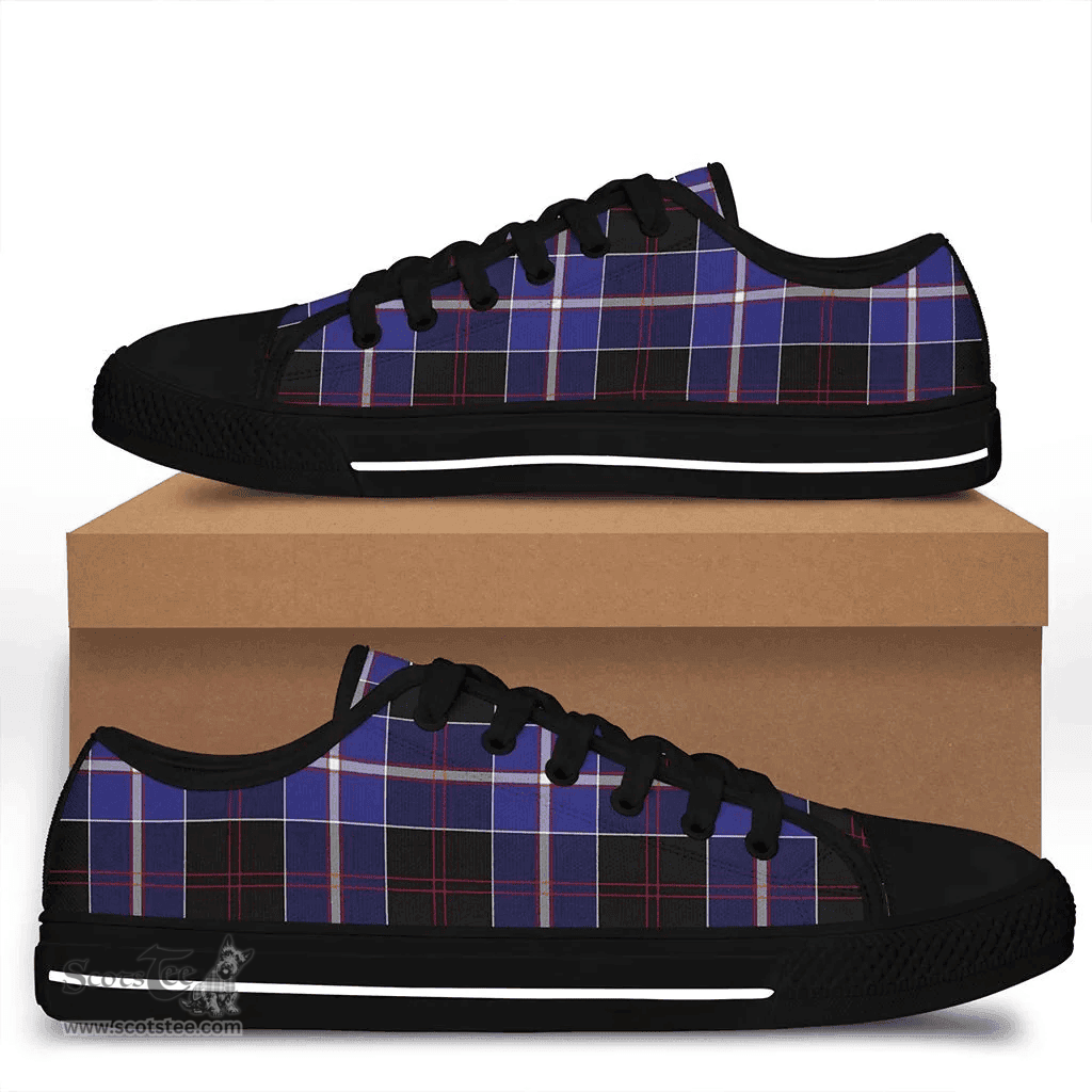 Scottish Dunlop Modern Clan Tartan Low Top Shoes - Crest Classic Scottish Plaid Tartan Plaid