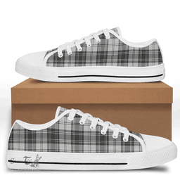Scottish Douglas Grey Modern Clan Tartan Low Top Shoes - Crest Classic Scottish Plaid Tartan Plaid