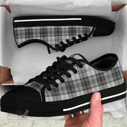 Scottish Douglas Grey Modern Clan Tartan Low Top Shoes - Crest Classic Scottish Plaid Tartan Plaid