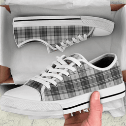 Scottish Douglas Grey Modern Clan Tartan Low Top Shoes - Crest Classic Scottish Plaid Tartan Plaid