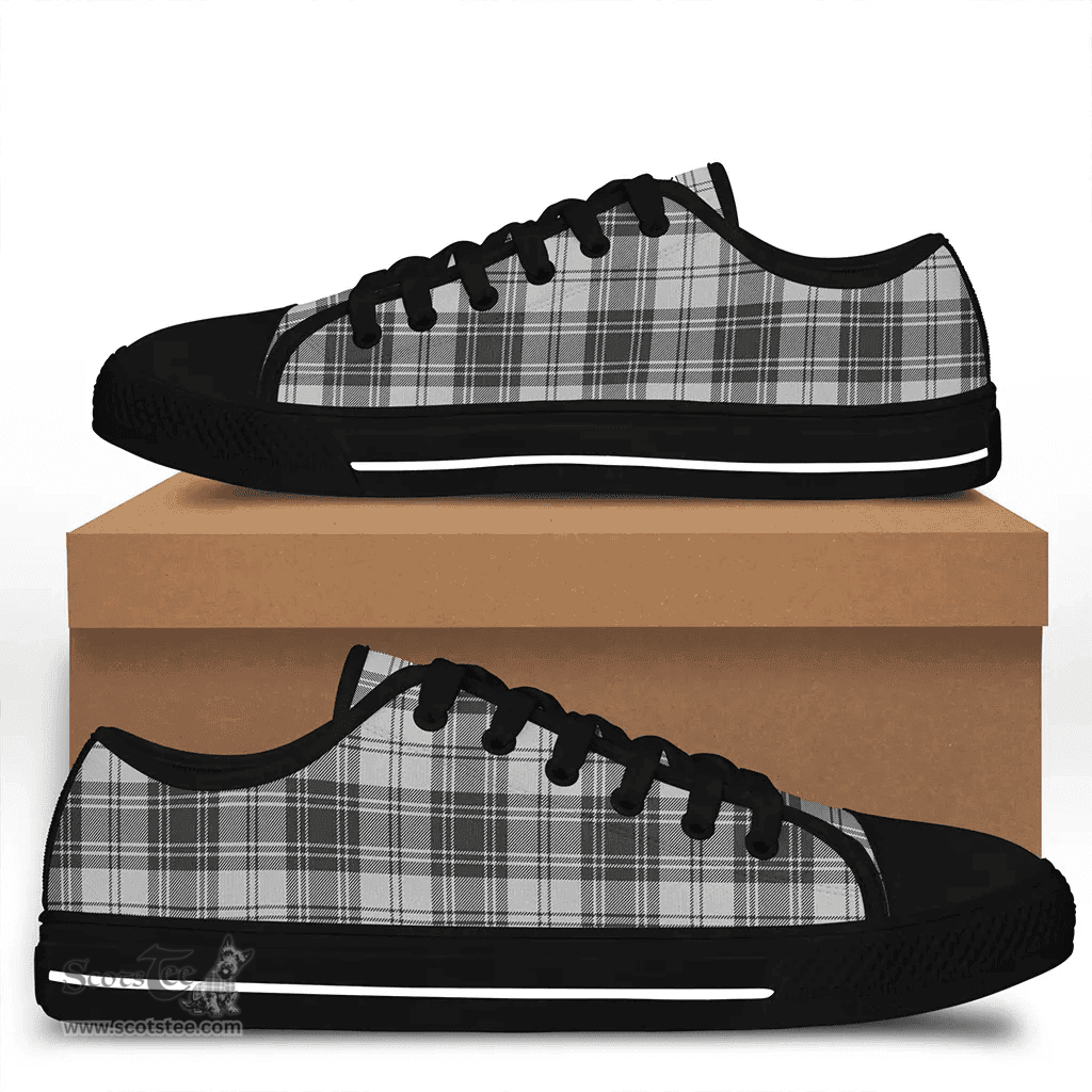 Scottish Douglas Grey Modern Clan Tartan Low Top Shoes - Crest Classic Scottish Plaid Tartan Plaid