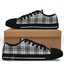 Scottish Douglas Grey Modern Clan Tartan Low Top Shoes - Crest Classic Scottish Plaid Tartan Plaid