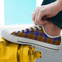 Scottish Balfour Modern Clan Tartan Low Top Shoes - Crest Classic Scottish Plaid Tartan Plaid