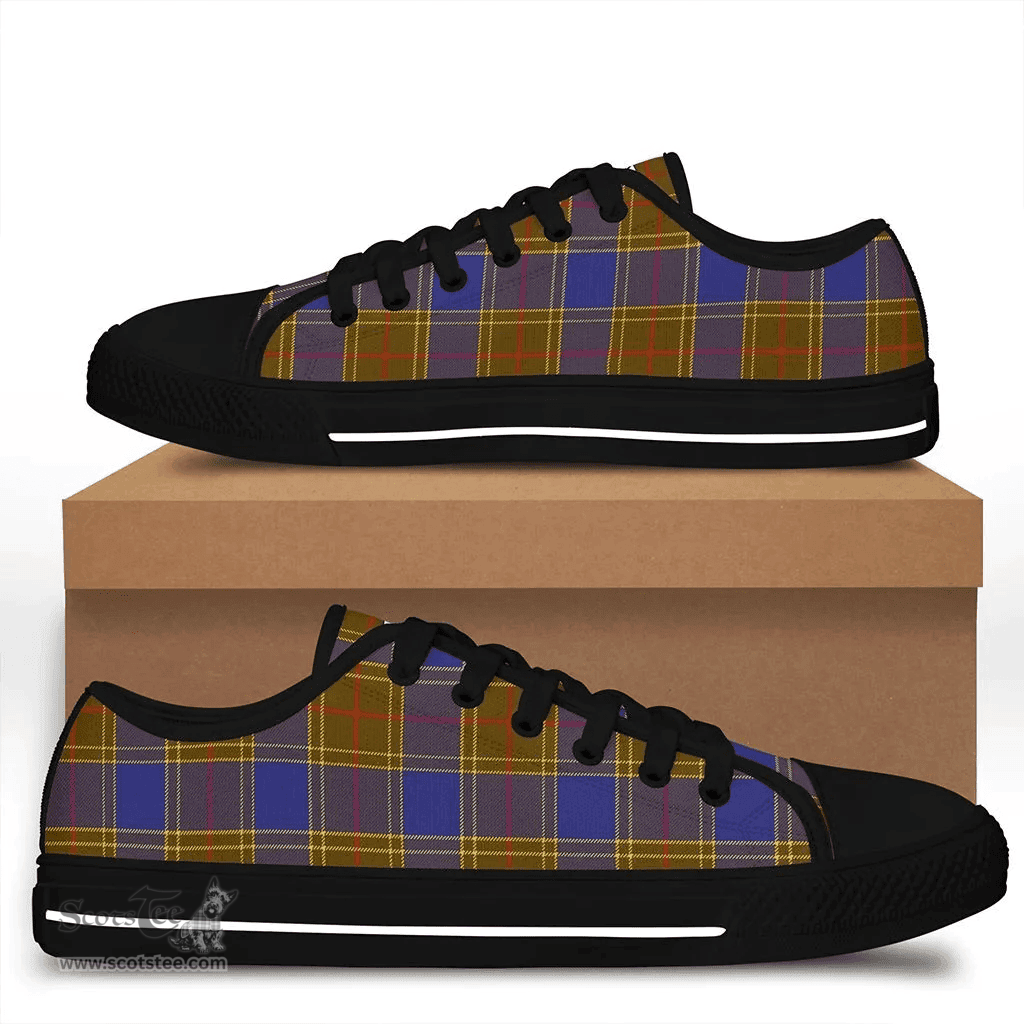 Scottish Balfour Modern Clan Tartan Low Top Shoes - Crest Classic Scottish Plaid Tartan Plaid