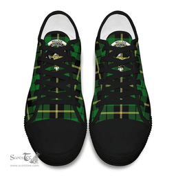 Scottish Wallace Hunting - Green Clan Tartan Low Top Shoes - Crest Classic Scottish Plaid Tartan Plaid