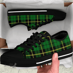 Scottish Wallace Hunting - Green Clan Tartan Low Top Shoes - Crest Classic Scottish Plaid Tartan Plaid