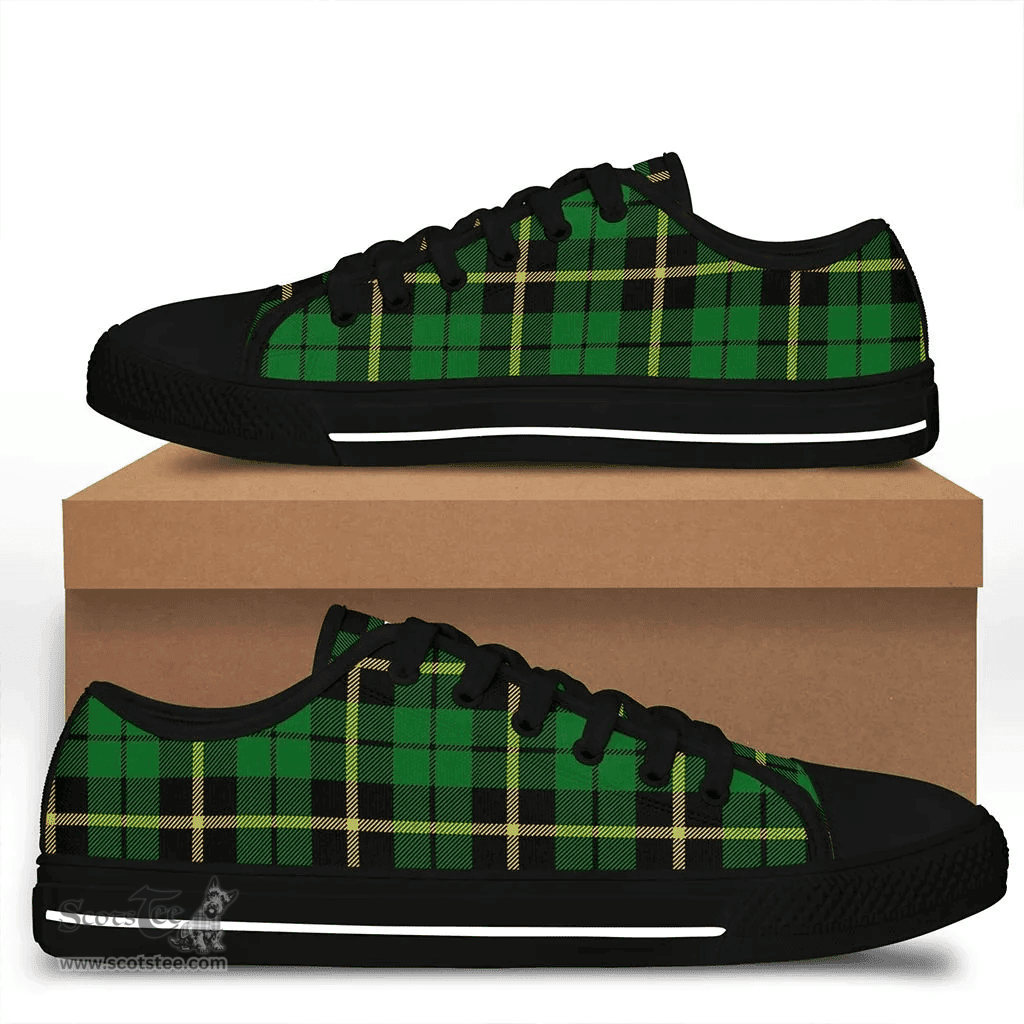 Scottish Wallace Hunting - Green Clan Tartan Low Top Shoes - Crest Classic Scottish Plaid Tartan Plaid