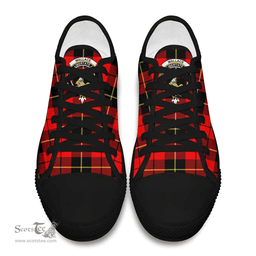 Scottish Wallace Hunting - Red Clan Tartan Low Top Shoes - Crest Classic Scottish Plaid Tartan Plaid