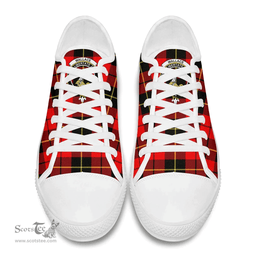 Scottish Wallace Hunting - Red Clan Tartan Low Top Shoes - Crest Classic Scottish Plaid Tartan Plaid
