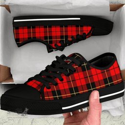 Scottish Wallace Hunting - Red Clan Tartan Low Top Shoes - Crest Classic Scottish Plaid Tartan Plaid
