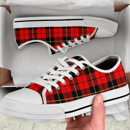Scottish Wallace Hunting - Red Clan Tartan Low Top Shoes - Crest Classic Scottish Plaid Tartan Plaid