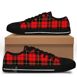 Scottish Wallace Hunting - Red Clan Tartan Low Top Shoes - Crest Classic Scottish Plaid Tartan Plaid