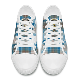 Scottish Stewart Muted Blue Clan Tartan Low Top Shoes - Crest Classic Scottish Plaid Tartan Plaid
