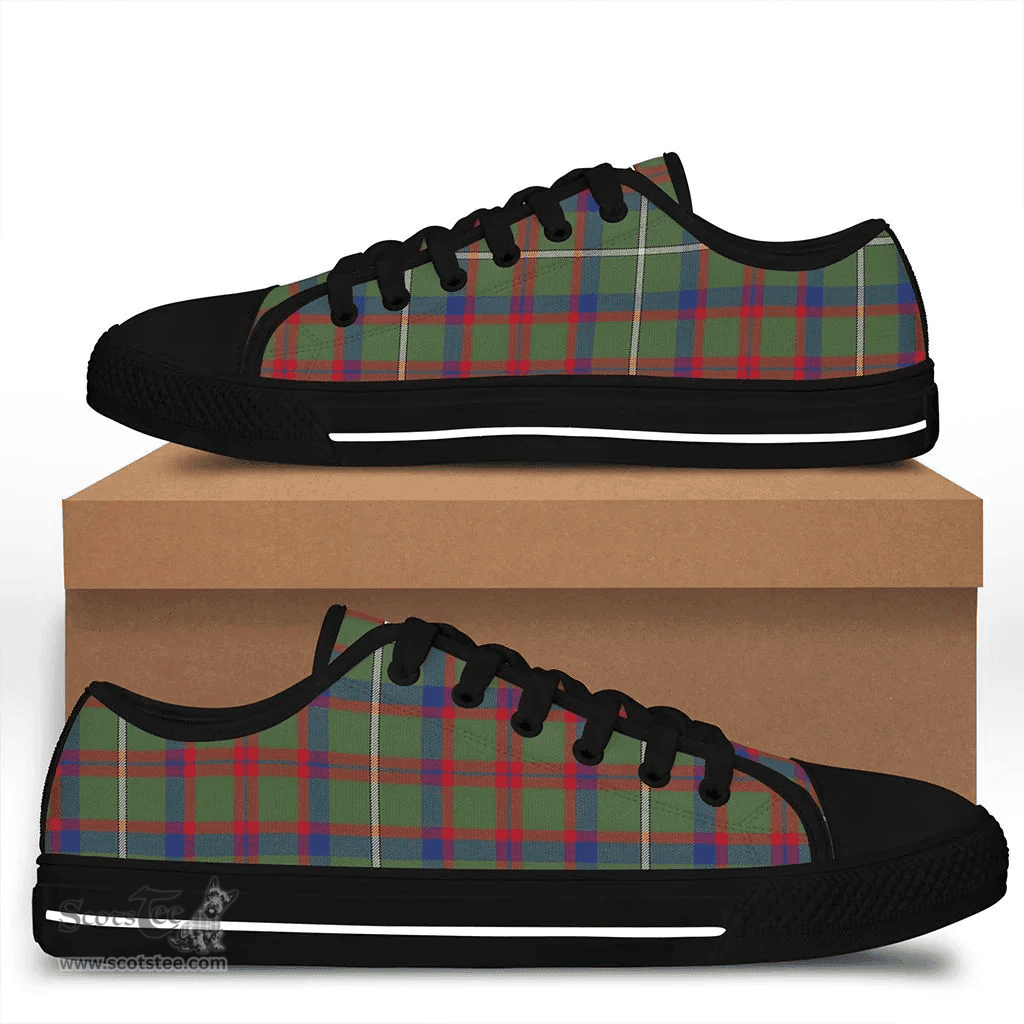 Scottish Shaw Green Modern Clan Tartan Low Top Shoes - Crest Classic Scottish Plaid Tartan Plaid