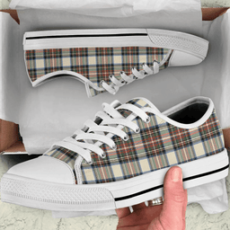 Scottish Stewart Dress Ancient Clan Tartan Low Top Shoes - Crest Classic Scottish Plaid Tartan Plaid