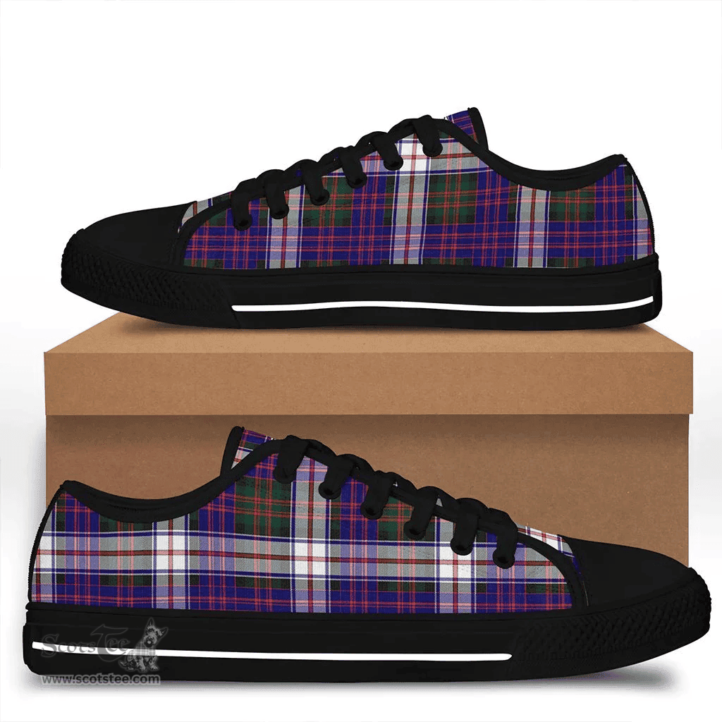 Scottish MacDonald Dress Modern Clan Tartan Low Top Shoes - Crest Classic Scottish Plaid Tartan Plaid
