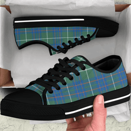 Scottish MacIntyre Hunting Ancient Clan Tartan Low Top Shoes - Crest Classic Scottish Plaid Tartan Plaid