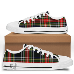 Scottish Stewart Black Clan Tartan Low Top Shoes - Crest Classic Scottish Plaid Tartan Plaid