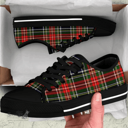 Scottish Stewart Black Clan Tartan Low Top Shoes - Crest Classic Scottish Plaid Tartan Plaid