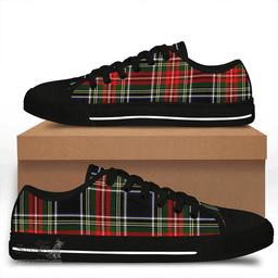 Scottish Stewart Black Clan Tartan Low Top Shoes - Crest Classic Scottish Plaid Tartan Plaid