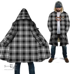 Scottish Menzies Black & White Modern Tartan Cloaks - Hooded Cape Coat with Family Crest Scottish Clans