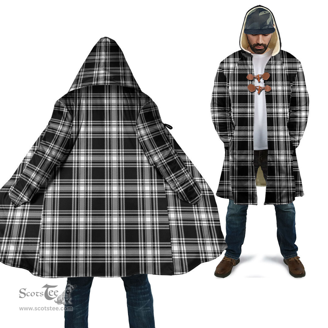 Scottish Menzies Black & White Modern Tartan Cloaks - Hooded Cape Coat