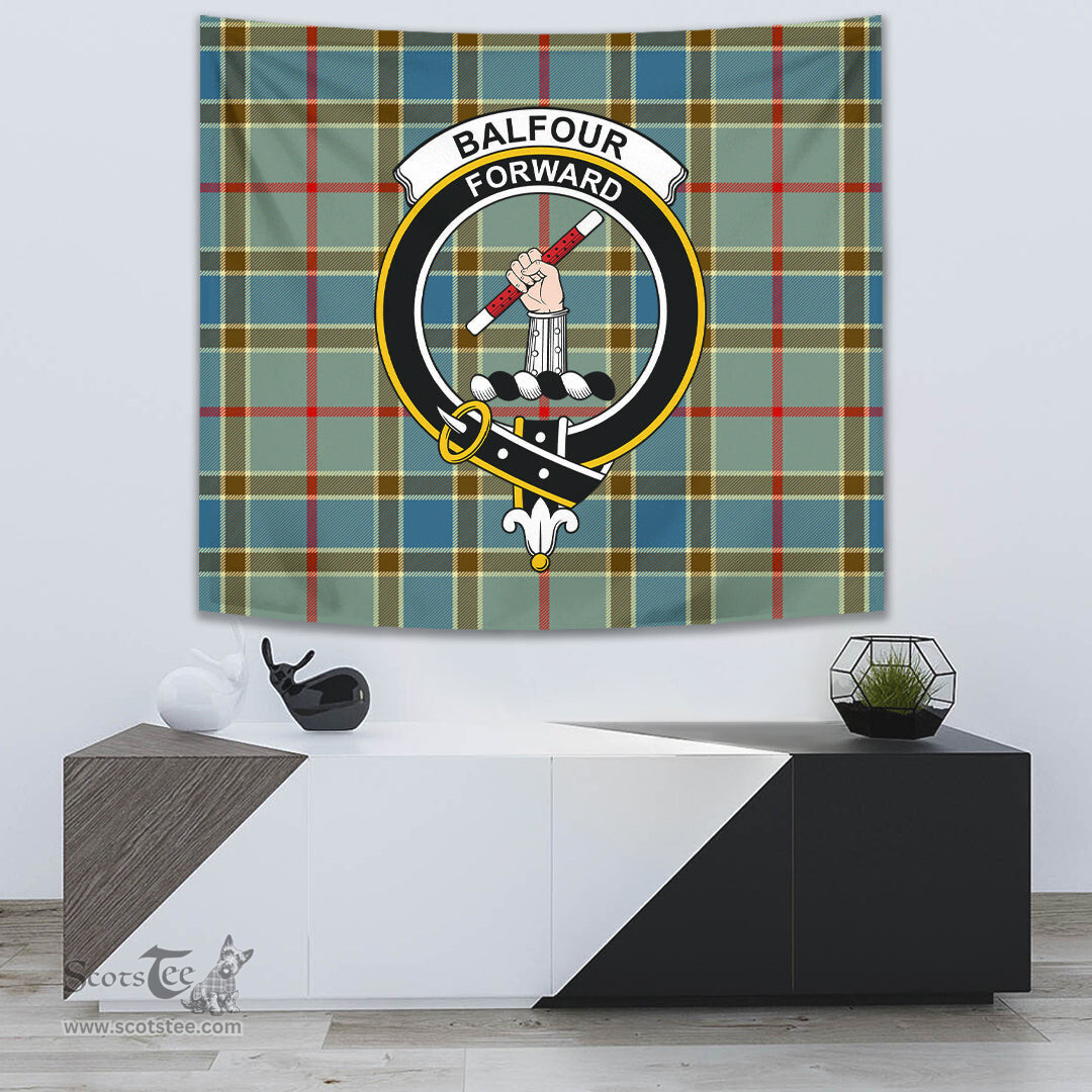 Balfour Blue Tartan Home Decor Scottish Plaid Tartan Crest Tapestry ScotsTee