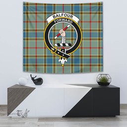 Balfour Blue Tartan Home Decor Scottish Plaid Tartan Crest Tapestry ScotsTee