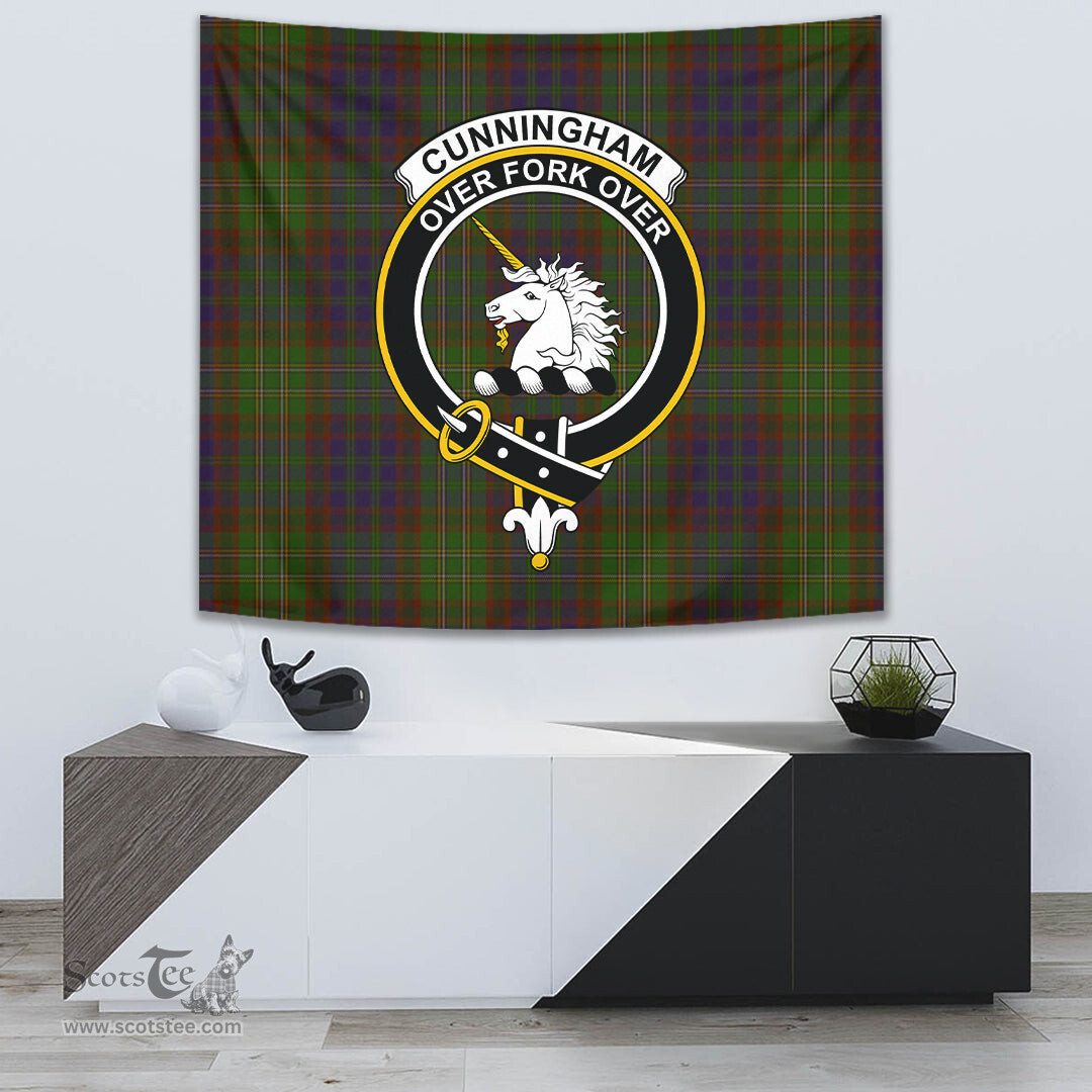Cunningham Hunting Modern Tartan Home Decor Scottish Plaid Tartan Crest Tapestry ScotsTee