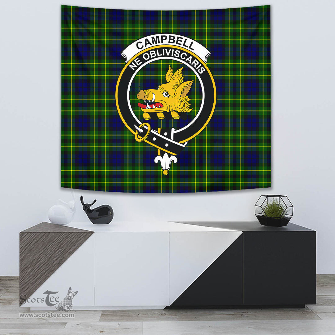 Campbell of Breadalbane Modern Tartan Home Decor Scottish Plaid Tartan Crest Tapestry ScotsTee