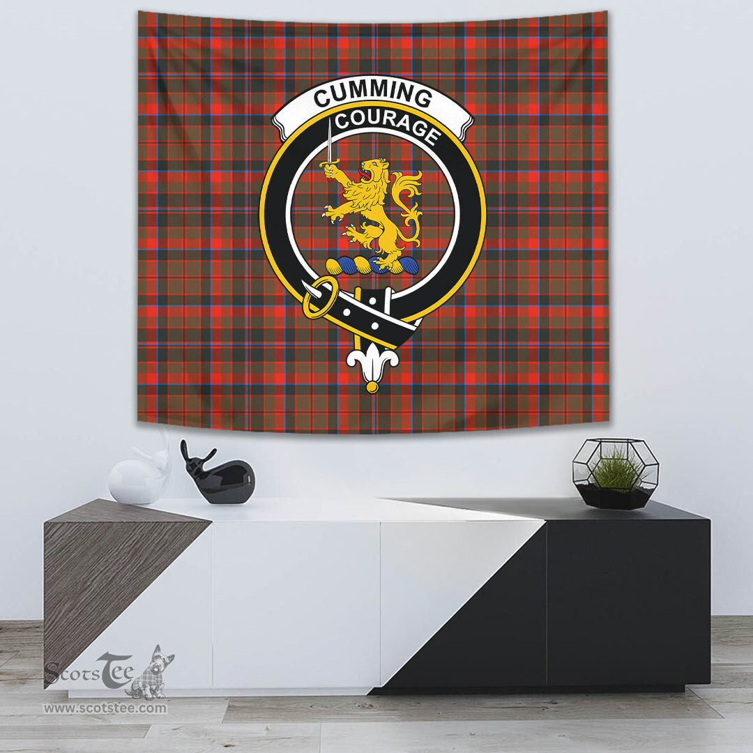 Cumming Hunting Weathered Tartan Home Decor Scottish Plaid Tartan Crest Tapestry ScotsTee