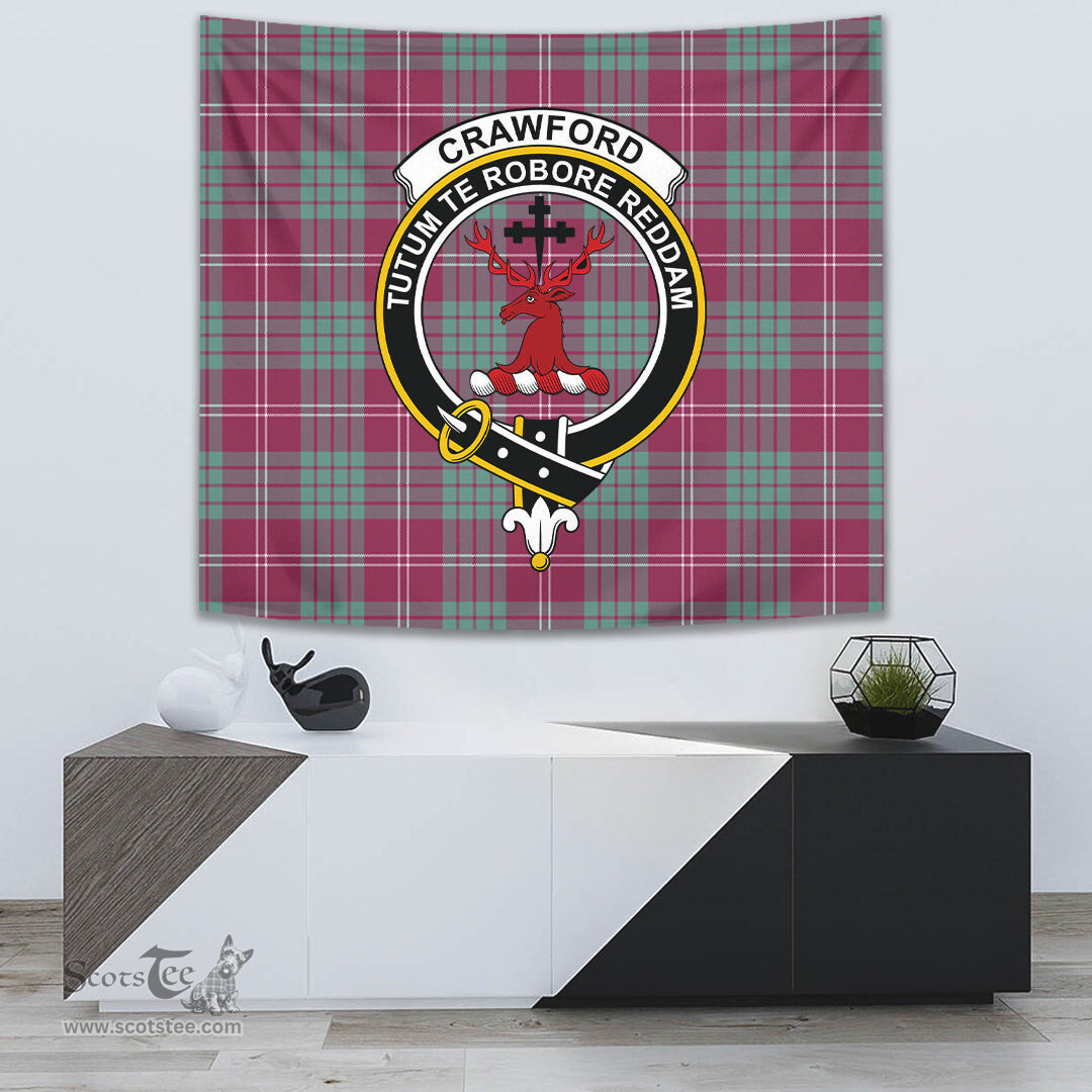 Crawford Ancient Tartan Home Decor Scottish Plaid Tartan Crest Tapestry ScotsTee