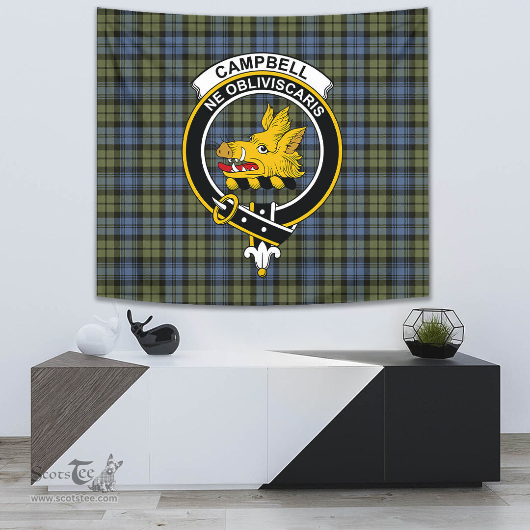 Campbell Faded Tartan Home Decor Scottish Plaid Tartan Crest Tapestry ScotsTee
