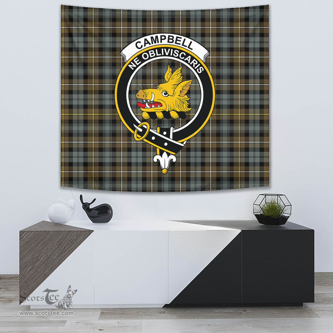 Campbell Argyll Weathered Tartan Home Decor Scottish Plaid Tartan Crest Tapestry ScotsTee
