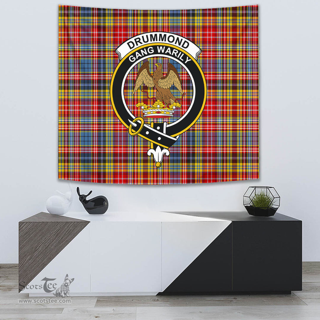 Drummond of Strathallan Tartan Home Decor Scottish Plaid Tartan Crest Tapestry ScotsTee