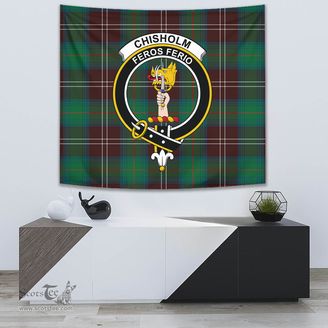 Chisholm Hunting Ancient Tartan Home Decor Scottish Plaid Tartan Crest Tapestry ScotsTee