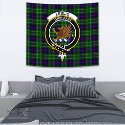 Leslie Hunting Tartan Home Decor Scottish Plaid Tartan Crest Tapestry ScotsTee
