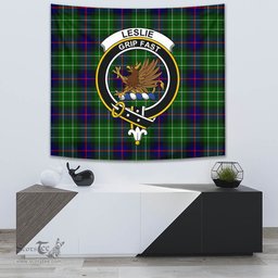 Leslie Hunting Tartan Home Decor Scottish Plaid Tartan Crest Tapestry ScotsTee
