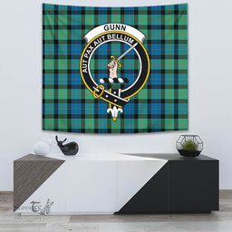 Gunn Ancient Tartan Home Decor Scottish Plaid Tartan Crest Tapestry ScotsTee