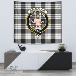 MacFarlane Black & White Ancient Tartan Home Decor Scottish Plaid Tartan Crest Tapestry ScotsTee