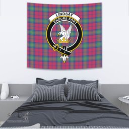 Lindsay Ancient Tartan Home Decor Scottish Plaid Tartan Crest Tapestry ScotsTee